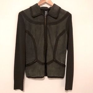 Vintage Theory zip up sweater w/leather